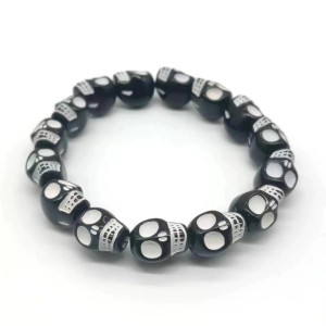 Bracelet Tête de Mort Crânes Multiples modèle noir