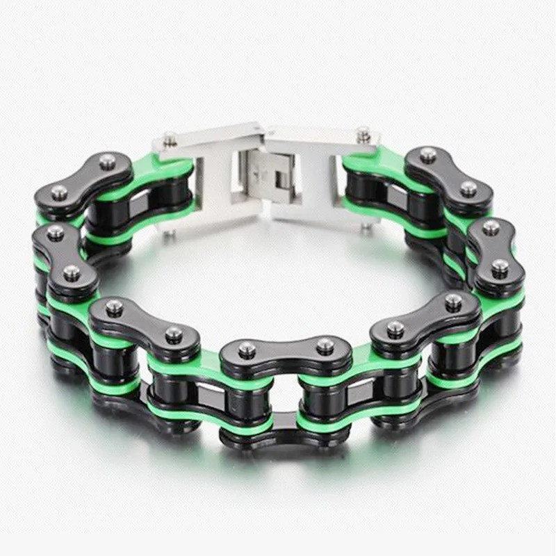 Bracelet Biker Chaine de Moto couleur Vert