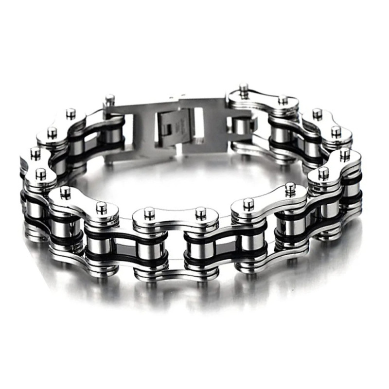 Bracelet Biker Chaine de Moto couleur gris