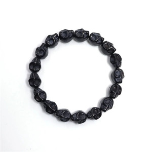 Bracelet Tête de Mort perlés de Crânes Noir
