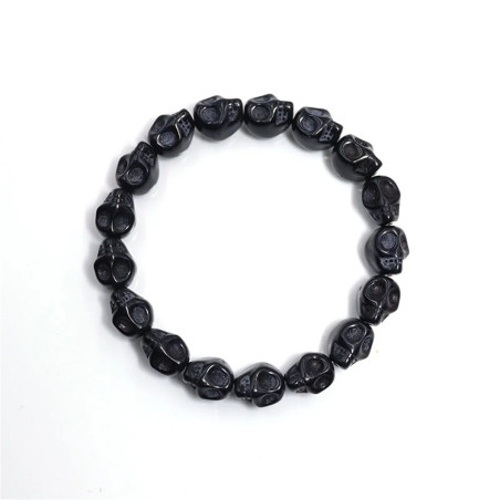 Bracelet Tête de Mort perlés de Crânes Noir
