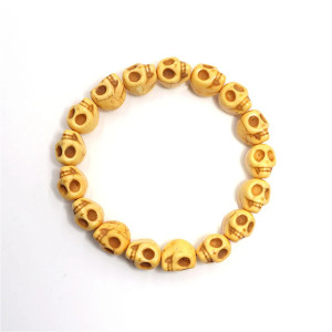 Bracelet Tête de Mort perlés de Crânes Jaune