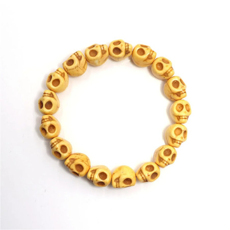 Bracelet Tête de Mort perlés de Crânes Jaune