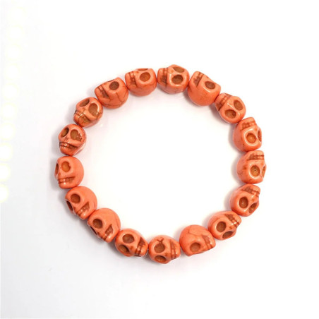 Bracelet Tête de Mort perlés de Crânes orange