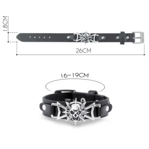 Dimensions du Bracelet Tête de Mort  Skull Marin en cuir Vintage