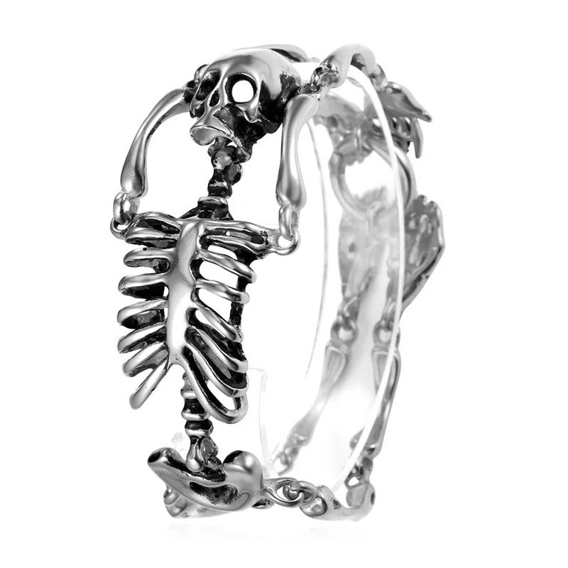 Bracelet Tête de Mort Squelette Gothique couleur argent