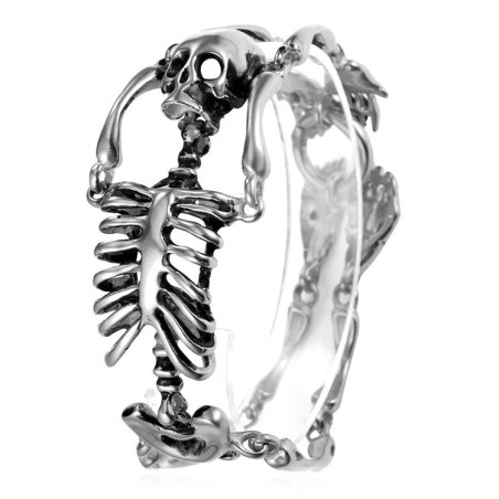 Bracelet Tête de Mort Squelette Gothique couleur argent