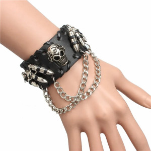 Bracelet Tête de Mort Punk Rock Crâne et balles