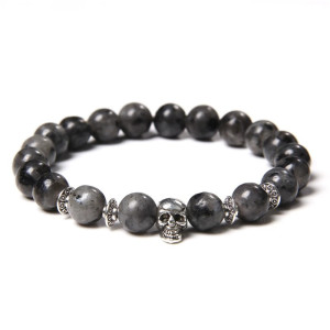 Bracelet Tête de Mort Petit Crâne avec Pierres Naturelles: 16 Couleurs