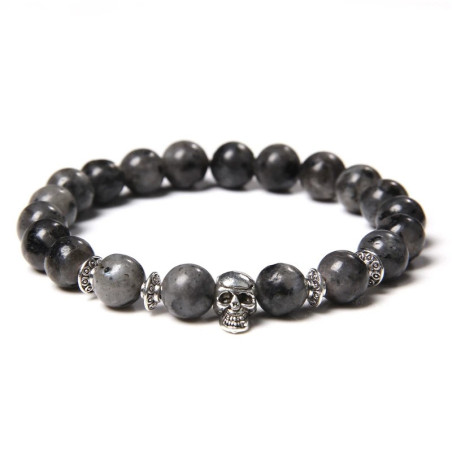 Bracelet Tête de Mort Petit Crâne avec Pierres Naturelles: 16 Couleurs