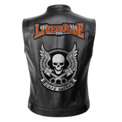 Veste Cuir Tête de Mort Live To Ride