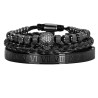 Bracelet Tête de Mort Trio de Bracelets Crâne Strass Noir