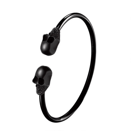 Bracelet Ouvert Tête de Mort - 3 couleurs au choix noir
