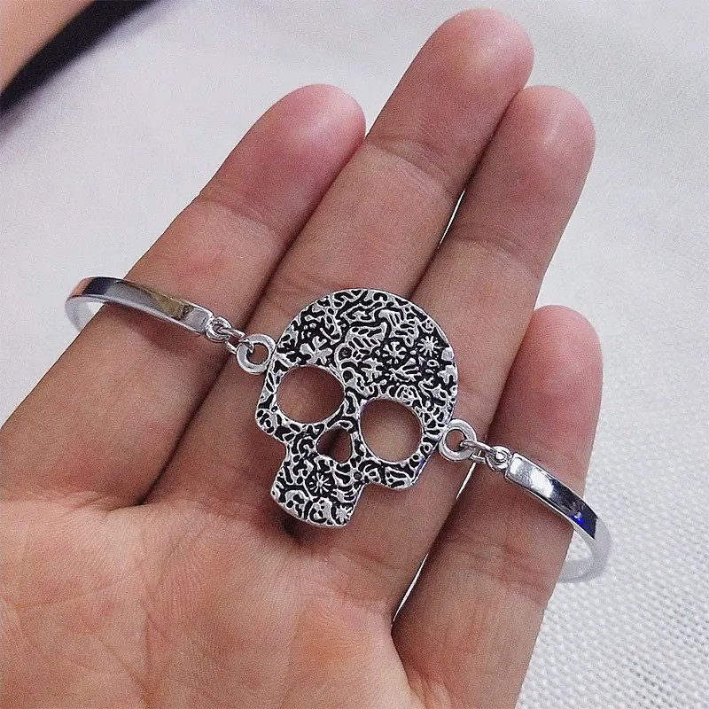 Bracelet Tête de Mort Crâne Mexicain - Argent & Or