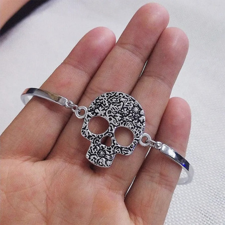 Bracelet Tête de Mort Crâne Mexicain - Argent & Or