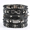 Ensembles de Bracelets en Cuir Tête de Mort Crânes Punk Rock - ensemble de 5 pièces model 2