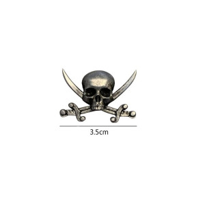 Broche Tête de Mort Pirate Crâne et Sabres dimensions