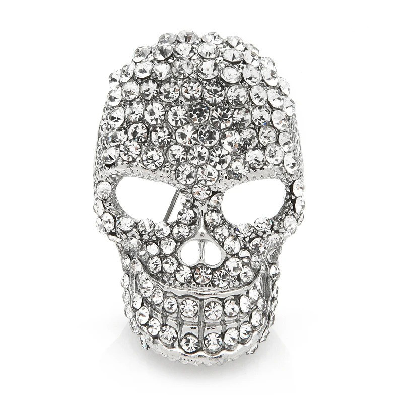 Broche Tête de Mort Crâne étincelant Strass