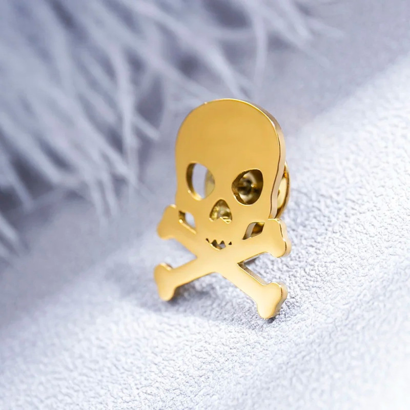Pins Tête de Mort Pirate Jolly Rogers - Or