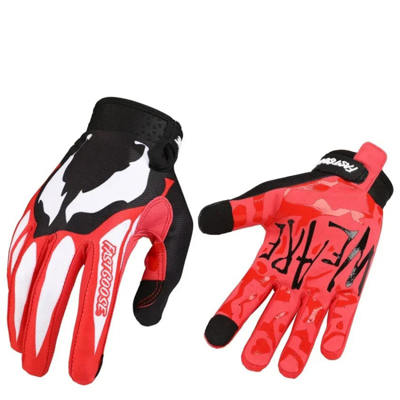 Paire de Gants Tête de Mort Gothique Gants de Motocross rouge