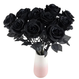 Décoration Gothique Chic Bouquet de Roses Noir - bouquet 6 pièces