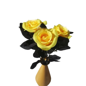 Décoration Gothique Chic Bouquet de Roses Noir Fleures Jaunes - bouquet 6 pièces