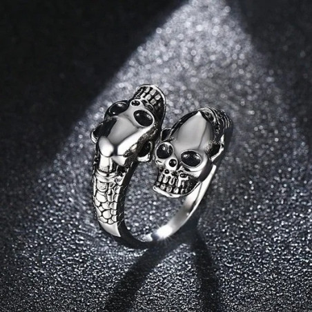 bague Tête de Mort Double  Crâne - 2 couleurss
