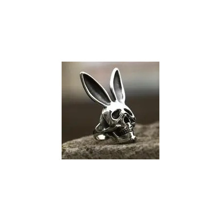 Bague Tête de Mort Crâne Oreilles de Lapin