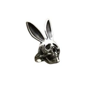 Bague Tête de Mort Crâne Oreilles de Lapin