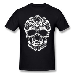 T-shirt Tête de mort chiens Bouledogue Français noir