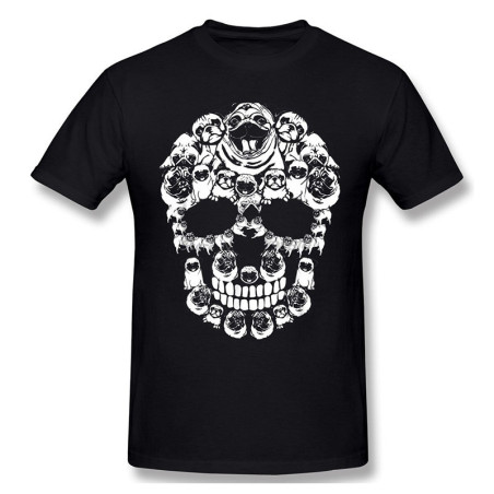 T-shirt Tête de mort chiens Bouledogue Français noir