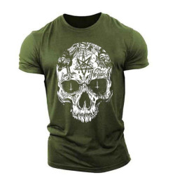 T-shirt Tête de mort Crâne Gothique Satanique kaki 