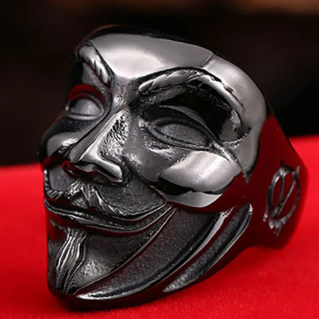 Vue complète de la Bague Tête de Mort Squelettes enlacés Avec Pierre