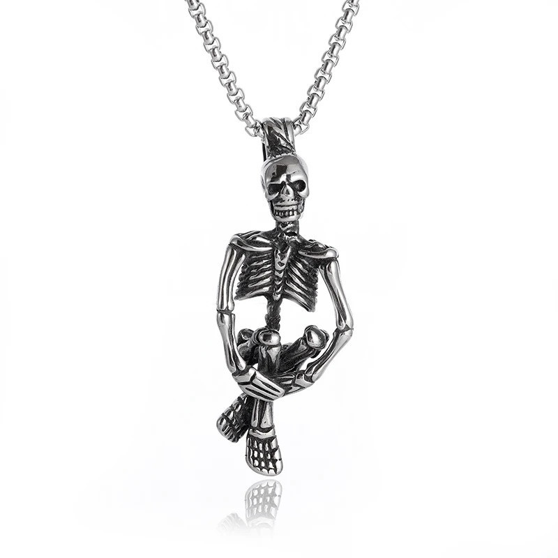 Collier Pendentif Tête de Mort Squelette