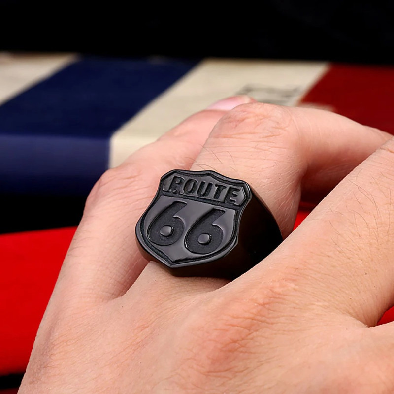 Bague Motard Route 66 - Noir