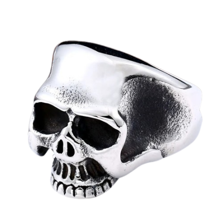 Bague Tête de Mort Biker Crâne en Acier Inoxydable argent