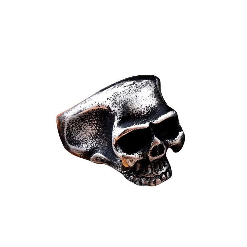 Bague Tête de Mort Biker Crâne en Acier Inoxydable Gris