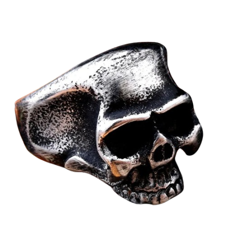 Bague Tête de Mort Biker Crâne en Acier Inoxydable Gris