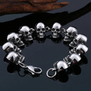 Détails du Bracelet Tête de Mort Grands Crânes Acier Inoxydable - 5 tailles au choix