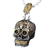 Collier Pendentif Tête de Mort Crâne Méxicain et Vierge Marie