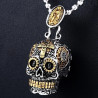 Collier Pendentif Tête de Mort Crâne Méxicain et Vierge Mariee