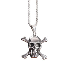 Collier Pendentif Tête de Mort Grand Crâne Pirates Jolly Rogers