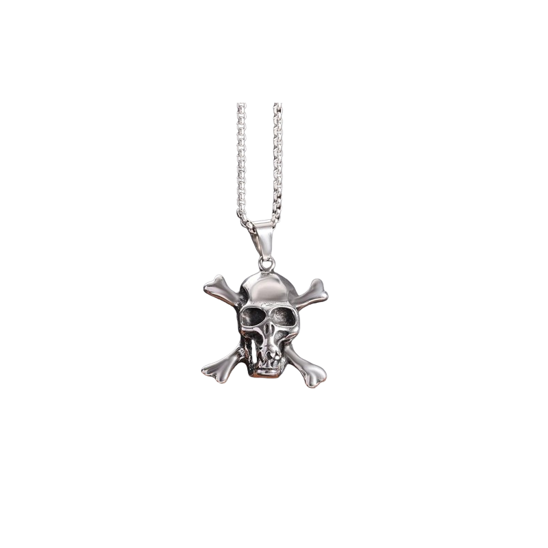 Collier Pendentif Tête de Mort Grand Crâne Pirates Jolly Rogers