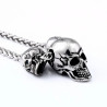 Collier Pendentif Tête de Mort Biker Triiple Crânes