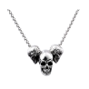 Collier Pendentif Tête de Mort Biker Triple Crânes