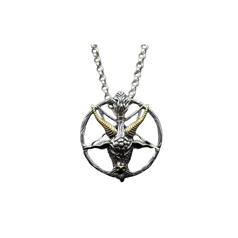 Collier Pendentif Gothique Pentagramme Bouc de Mendès