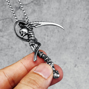 Collier Crâne "Faux de la Mort" | Bijoux Gothiques et Biker