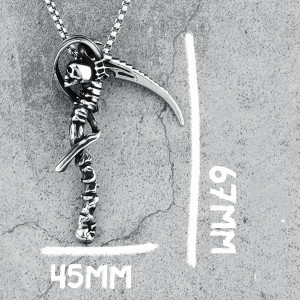 les dimensions Collier Pendentif Tête de Mort Crâne "Faux de la Mort"