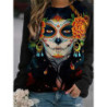 T-shirt tête de mort Santa Muerte  à manches longues pour femme