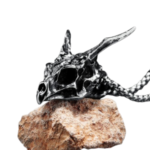 Collier Pendentif Tête de Mort Crâne de Dragon en Acier Inoxydable